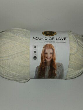 NOS Lion Brand Yarn Pound of Love Antique White 16 oz 1020 Yards 100% Acrylic